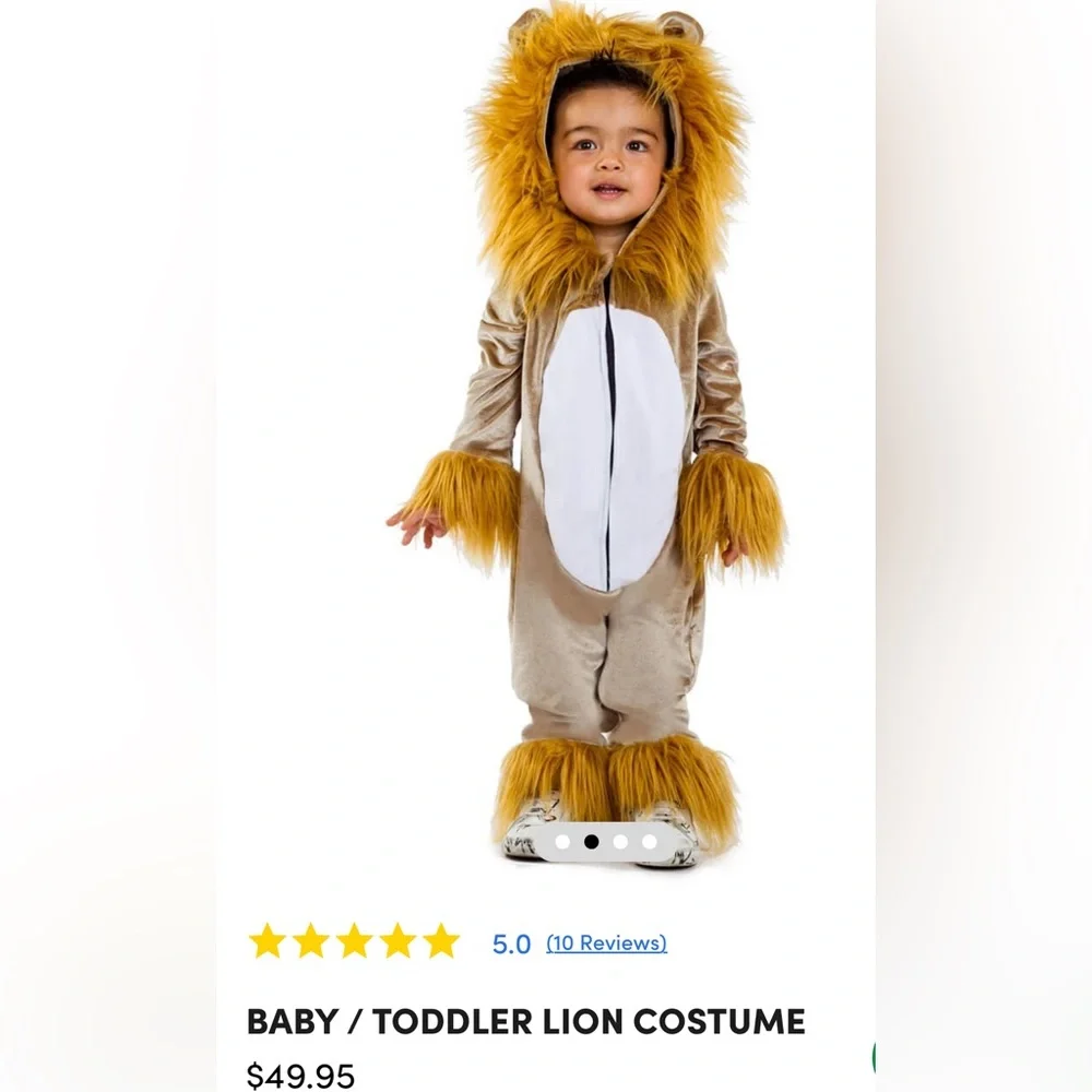 Tipsy Elves Brown and White Plush Lion Kids Costume